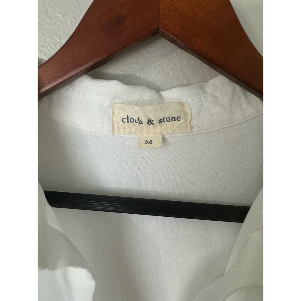 Cloth & Stone White Lyocell Frayed Hem Shirt Dress Size Medium - Picture 6 of 9
